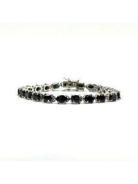 925 Sterling Silver & Black Stone Tennis Bracelet 8